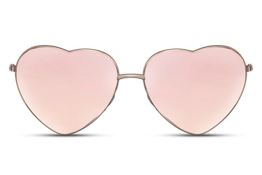 Heart-shaped sunglasses with pink lenses